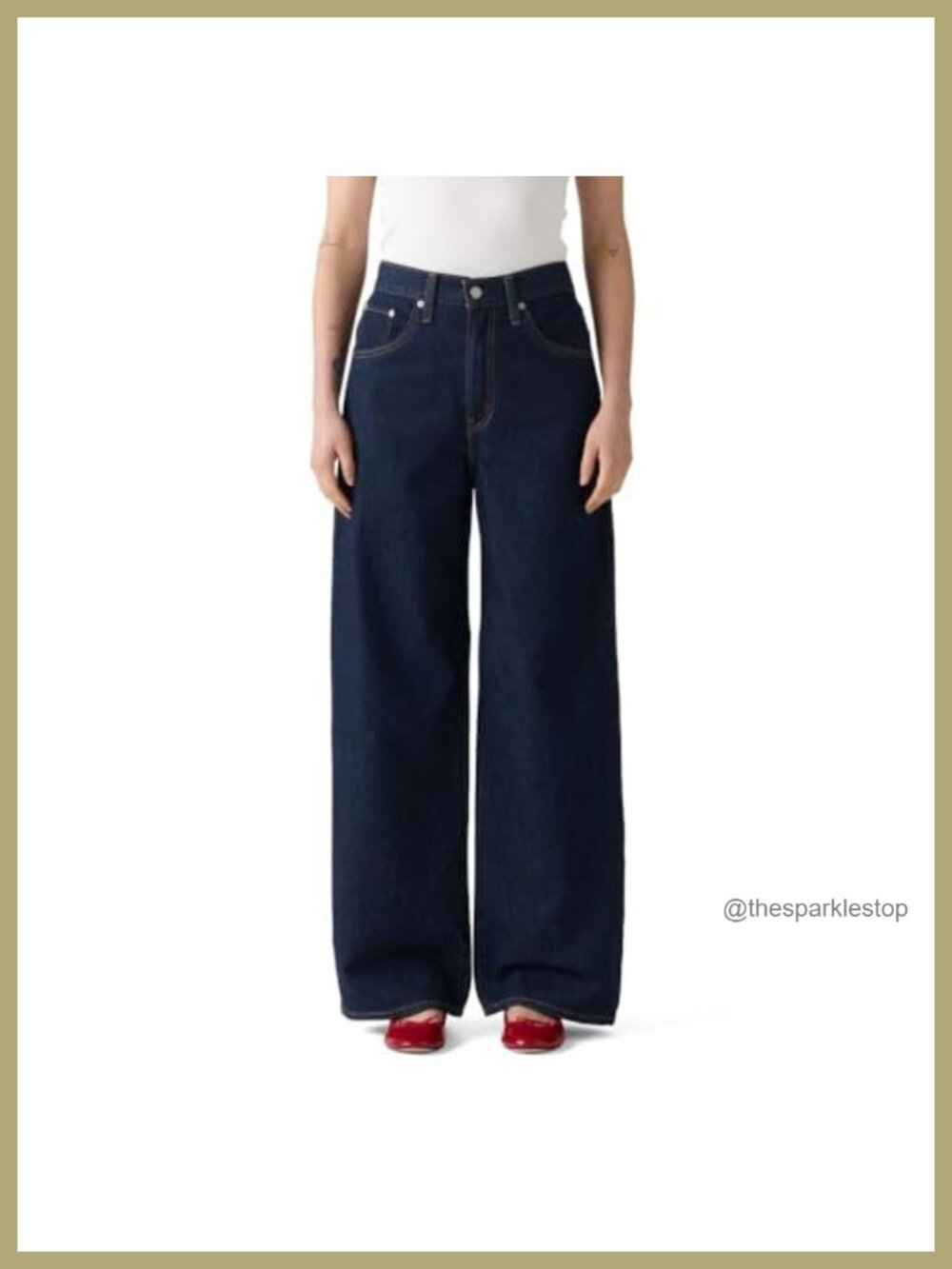 High Rise Baggy Straight Leg Jeans with Waist Adjusters